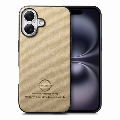 iPhone 16 Case - Vegan Leather and Twill Fabric Skin with Anti-Scratch and Drop Protection Back Phone Case