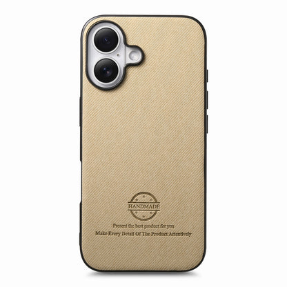 iPhone 16 Case - Vegan Leather and Twill Fabric Skin with Anti-Scratch and Drop Protection Back Phone Case