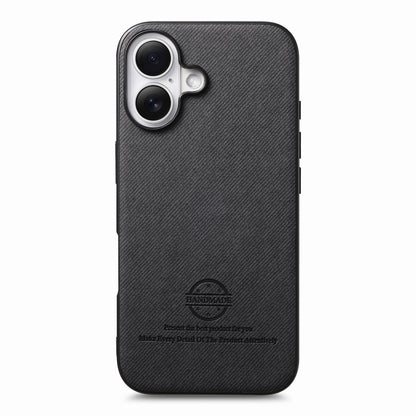 iPhone 16 Case - Vegan Leather and Twill Fabric Skin with Anti-Scratch and Drop Protection Back Phone Case