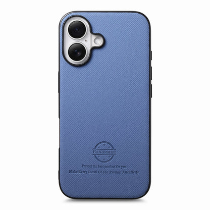 iPhone 16 Plus Case - Vegan Leather and Twill Fabric Skin with Anti-Scratch and Drop Protection Back Phone Case