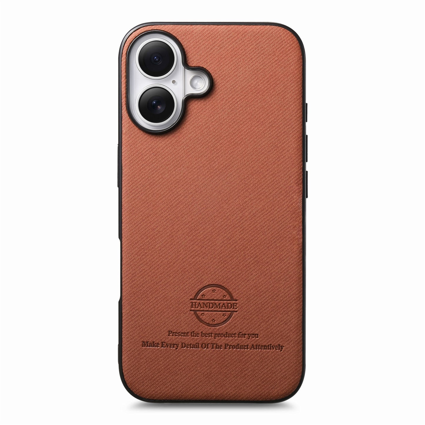 iPhone 16 Plus Case - Vegan Leather and Twill Fabric Skin with Anti-Scratch and Drop Protection Back Phone Case