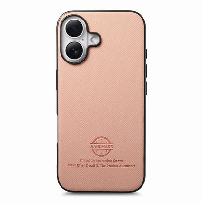 iPhone 16 Plus Case - Vegan Leather and Twill Fabric Skin with Anti-Scratch and Drop Protection Back Phone Case