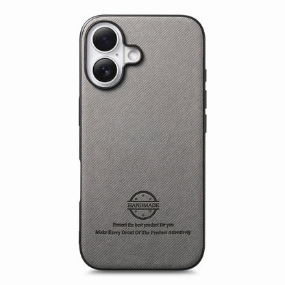 iPhone 16 Plus Case - Vegan Leather and Twill Fabric Skin with Anti-Scratch and Drop Protection Back Phone Case