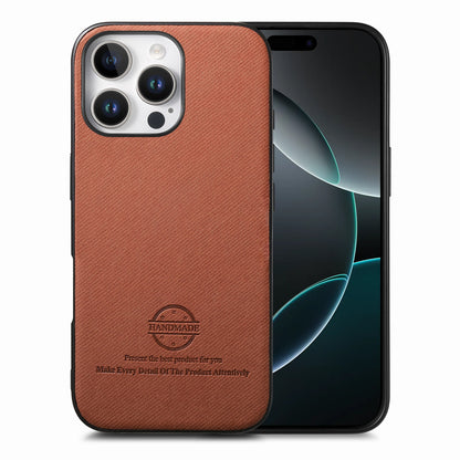 iPhone 16 Pro Case - Vegan Leather and Twill Fabric Skin with Anti-Scratch and Drop Protection Back Phone Case