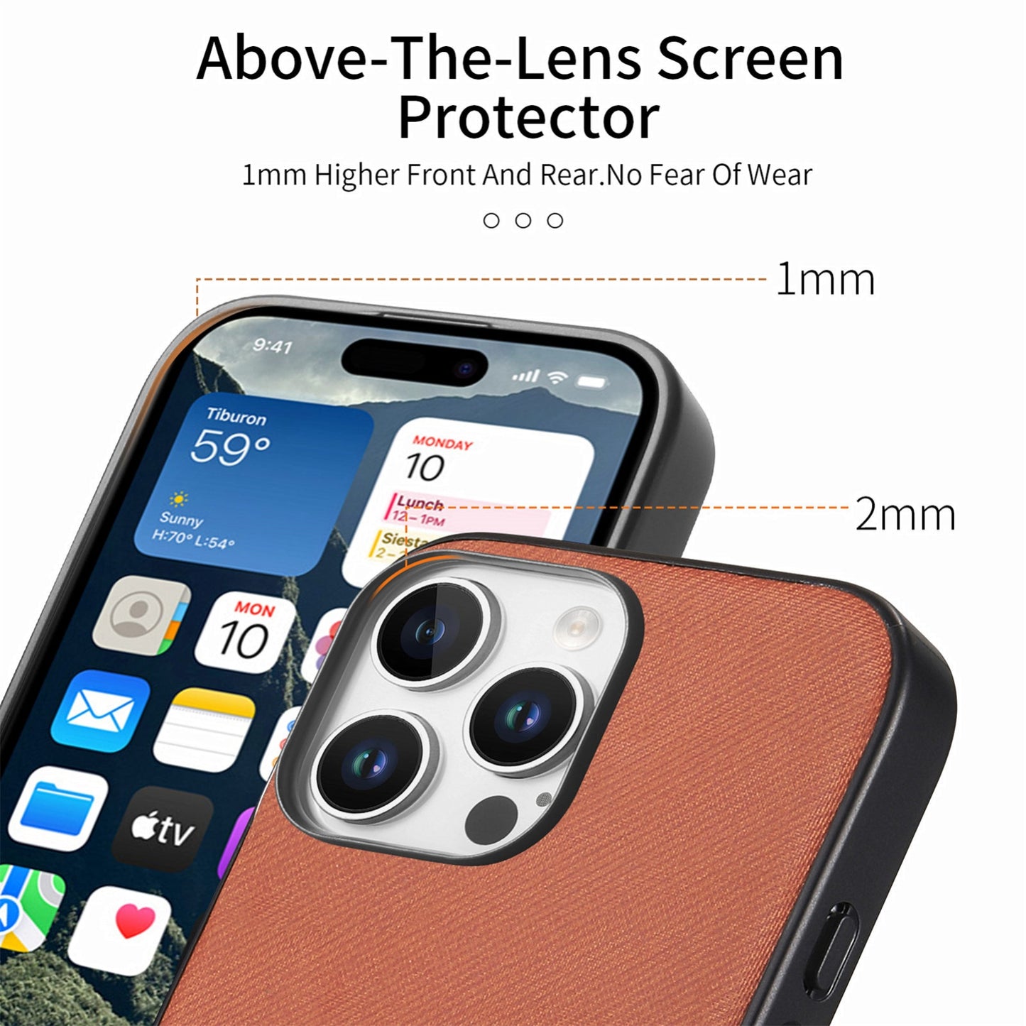 iPhone 16 Pro Case - Vegan Leather and Twill Fabric Skin with Anti-Scratch and Drop Protection Back Phone Case
