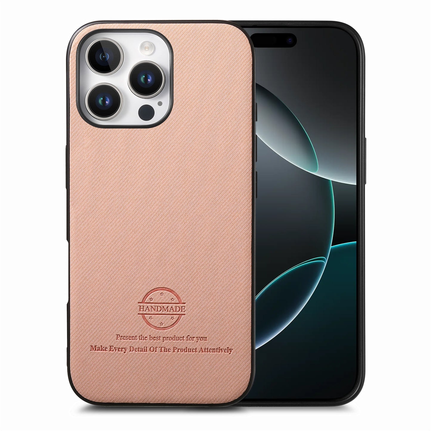 iPhone 16 Pro Case - Vegan Leather and Twill Fabric Skin with Anti-Scratch and Drop Protection Back Phone Case