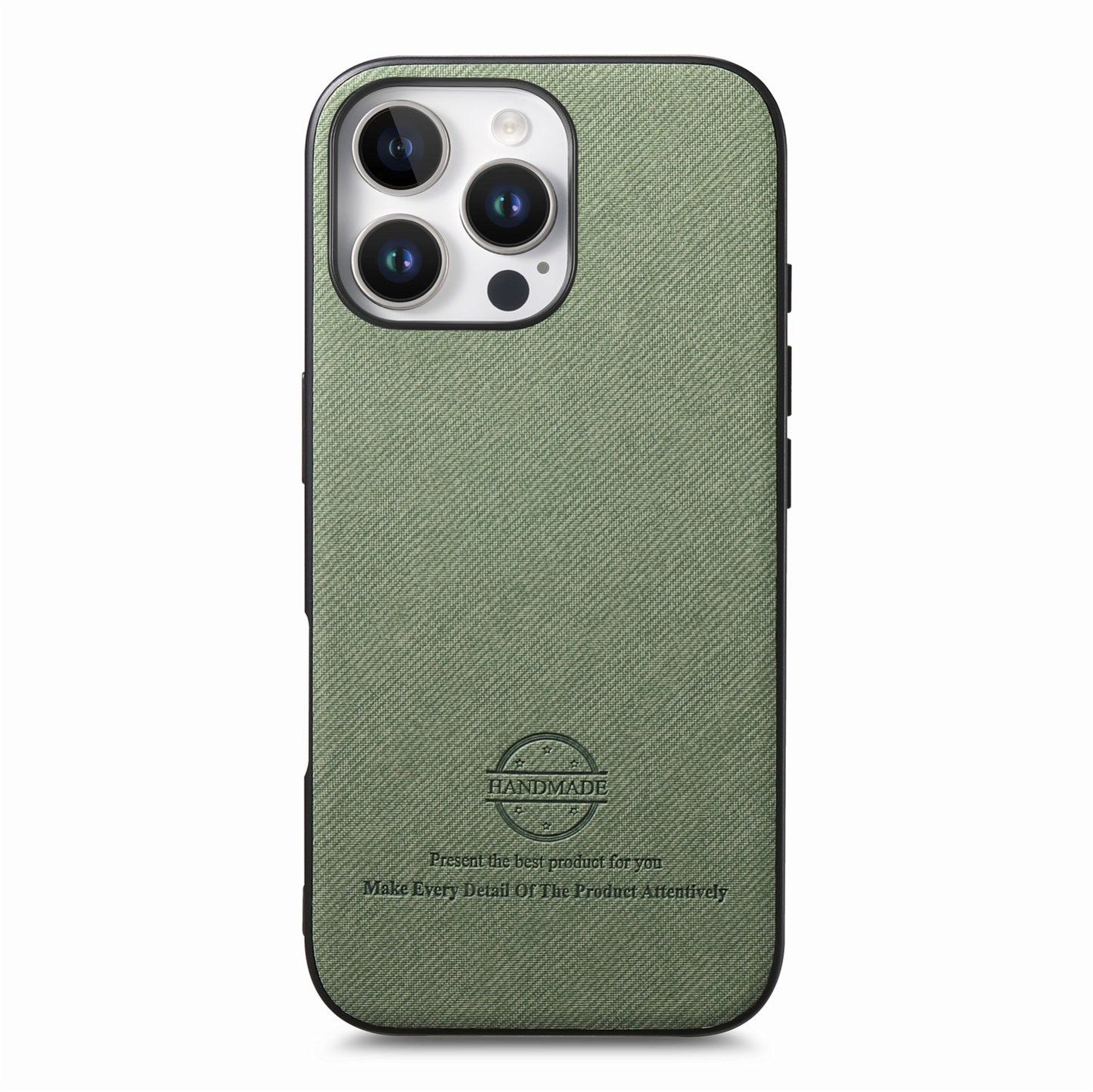 iPhone 16 Pro Case - Vegan Leather and Twill Fabric Skin with Anti-Scratch and Drop Protection Back Phone Case