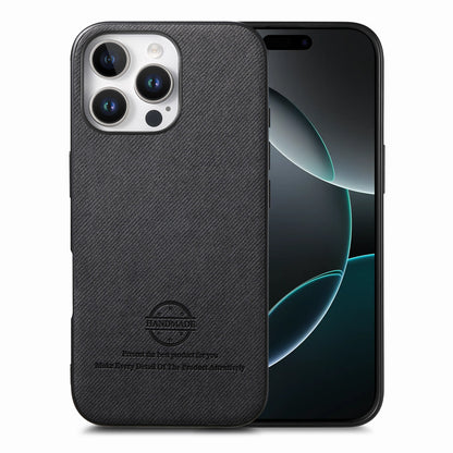 iPhone 16 Pro Case - Vegan Leather and Twill Fabric Skin with Anti-Scratch and Drop Protection Back Phone Case