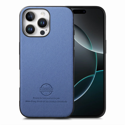 iPhone 16 Pro Max Case - Vegan Leather and Twill Fabric Skin with Anti-Scratch and Drop Protection Back Phone Case