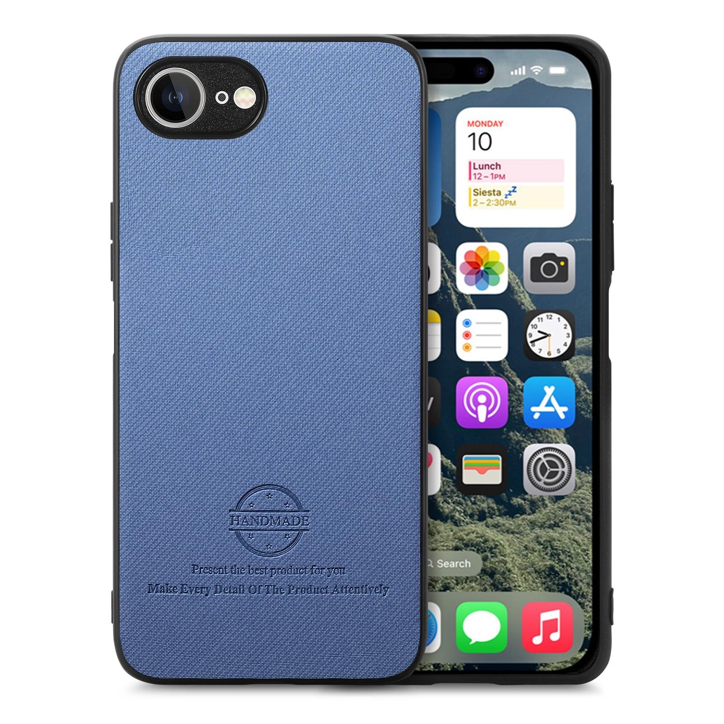 iPhone 16e Case - Vegan Leather and Twill Fabric Skin with Anti-Scratch and Drop Protection Back Phone Case