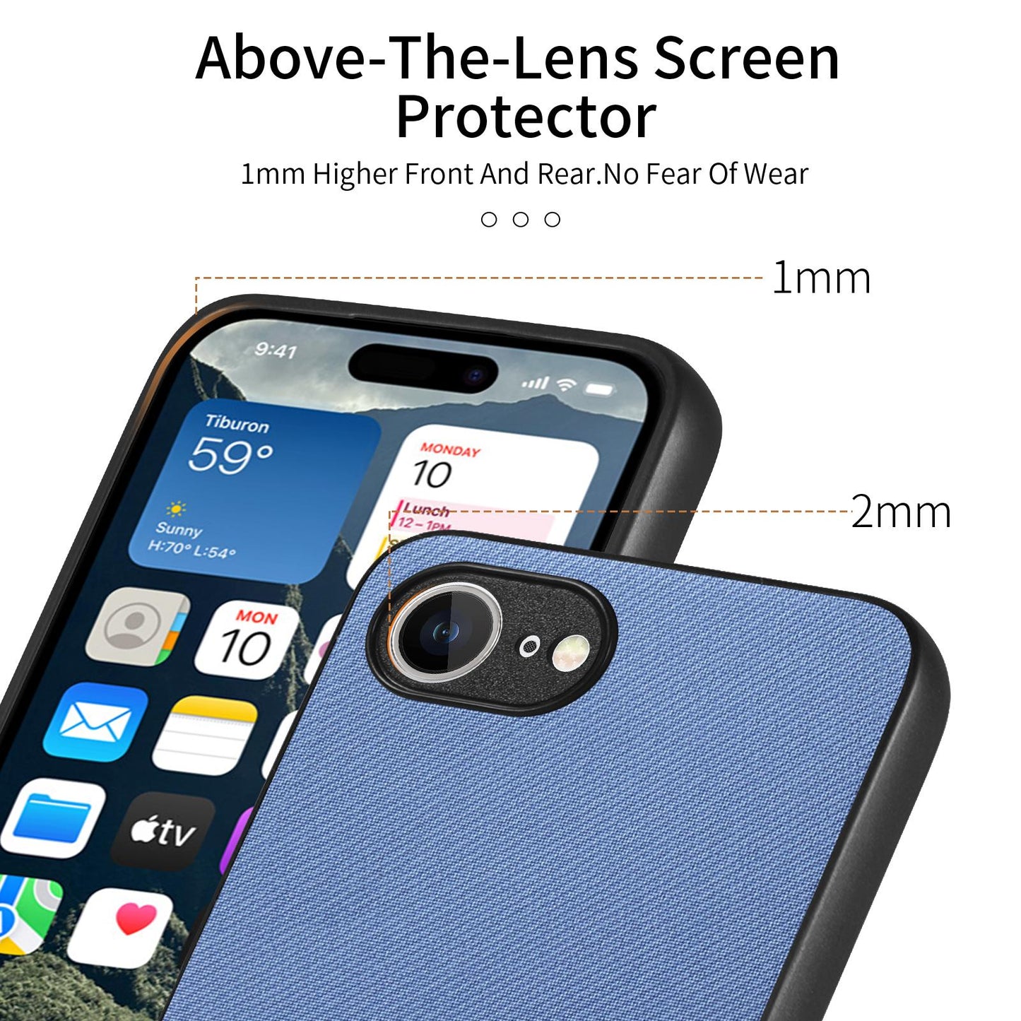 iPhone 16e Case - Vegan Leather and Twill Fabric Skin with Anti-Scratch and Drop Protection Back Phone Case