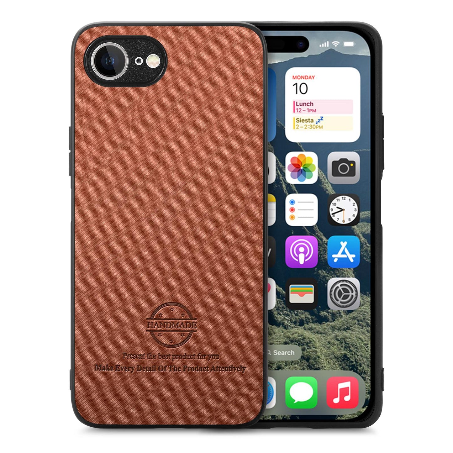 iPhone 16e Case - Vegan Leather and Twill Fabric Skin with Anti-Scratch and Drop Protection Back Phone Case