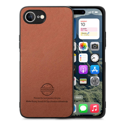 iPhone 16e Case - Vegan Leather and Twill Fabric Skin with Anti-Scratch and Drop Protection Back Phone Case