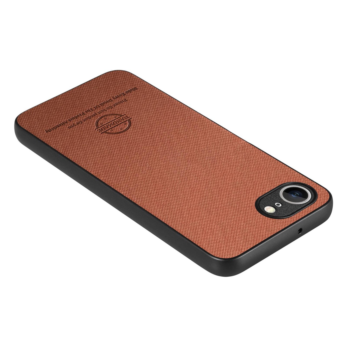 iPhone 16e Case - Vegan Leather and Twill Fabric Skin with Anti-Scratch and Drop Protection Back Phone Case