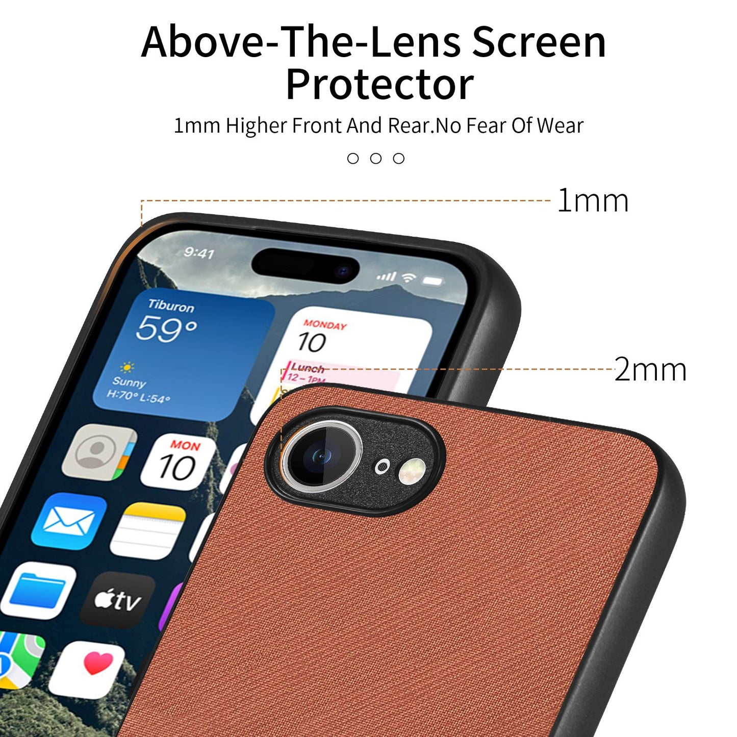 iPhone 16e Case - Vegan Leather and Twill Fabric Skin with Anti-Scratch and Drop Protection Back Phone Case