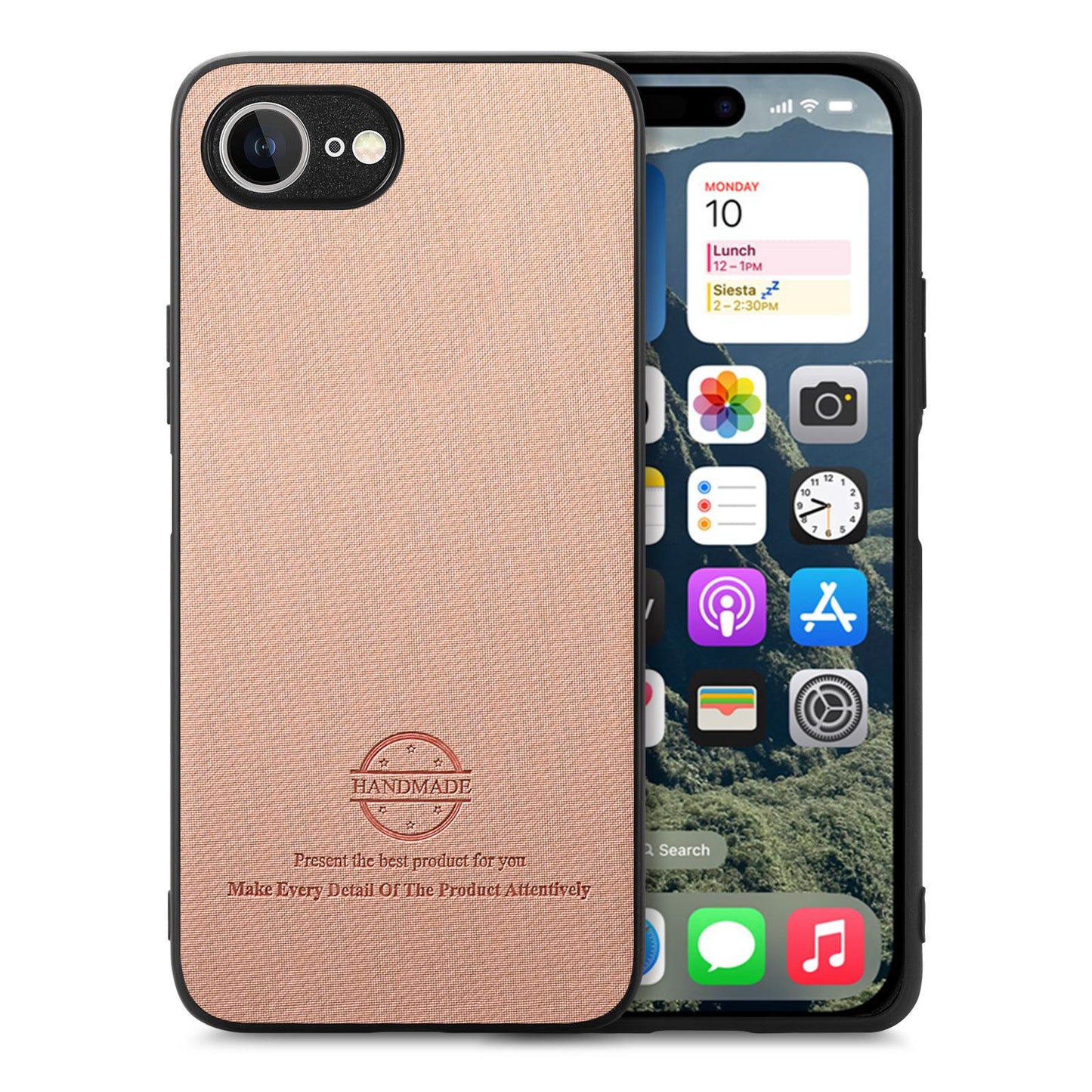 iPhone 16e Case - Vegan Leather and Twill Fabric Skin with Anti-Scratch and Drop Protection Back Phone Case