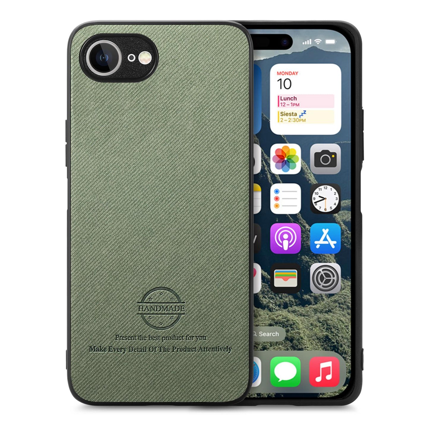 iPhone 16e Case - Vegan Leather and Twill Fabric Skin with Anti-Scratch and Drop Protection Back Phone Case