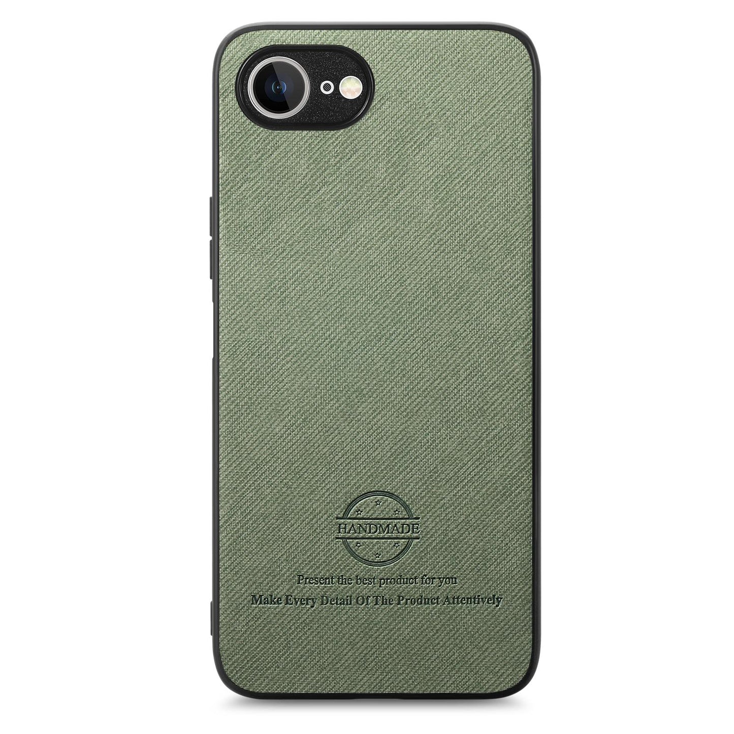 iPhone 16e Case - Vegan Leather and Twill Fabric Skin with Anti-Scratch and Drop Protection Back Phone Case
