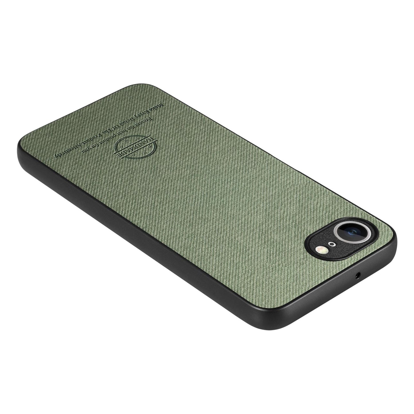 iPhone 16e Case - Vegan Leather and Twill Fabric Skin with Anti-Scratch and Drop Protection Back Phone Case