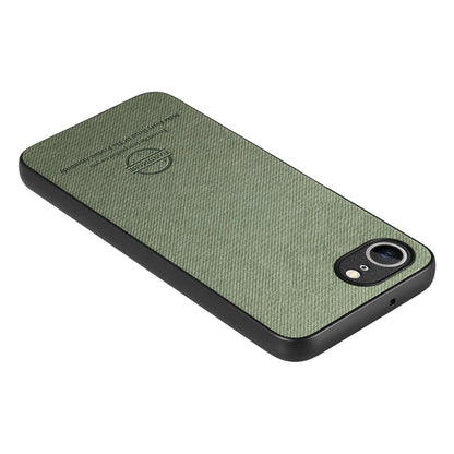 iPhone 16e Case - Vegan Leather and Twill Fabric Skin with Anti-Scratch and Drop Protection Back Phone Case