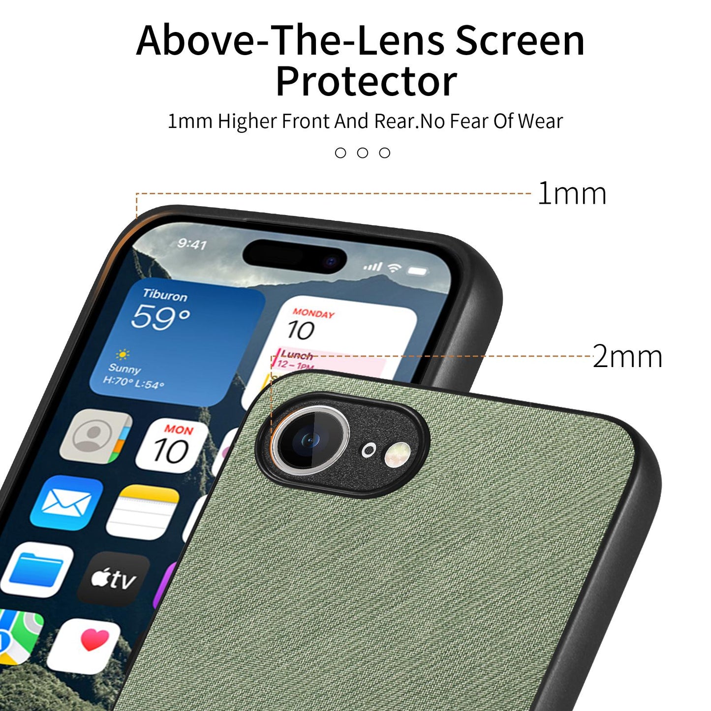 iPhone 16e Case - Vegan Leather and Twill Fabric Skin with Anti-Scratch and Drop Protection Back Phone Case