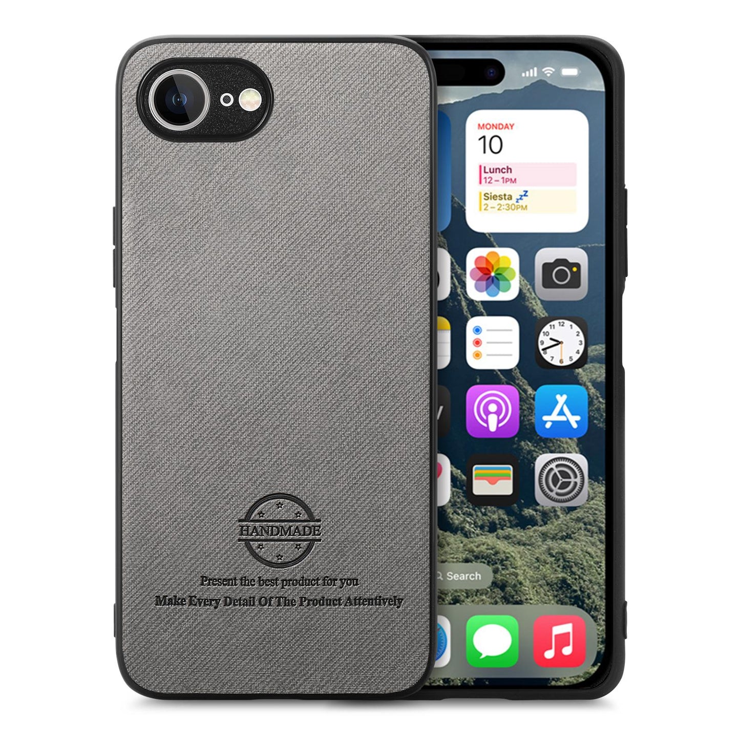 iPhone 16e Case - Vegan Leather and Twill Fabric Skin with Anti-Scratch and Drop Protection Back Phone Case