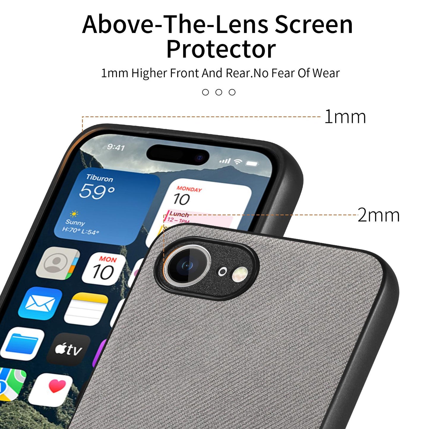 iPhone 16e Case - Vegan Leather and Twill Fabric Skin with Anti-Scratch and Drop Protection Back Phone Case