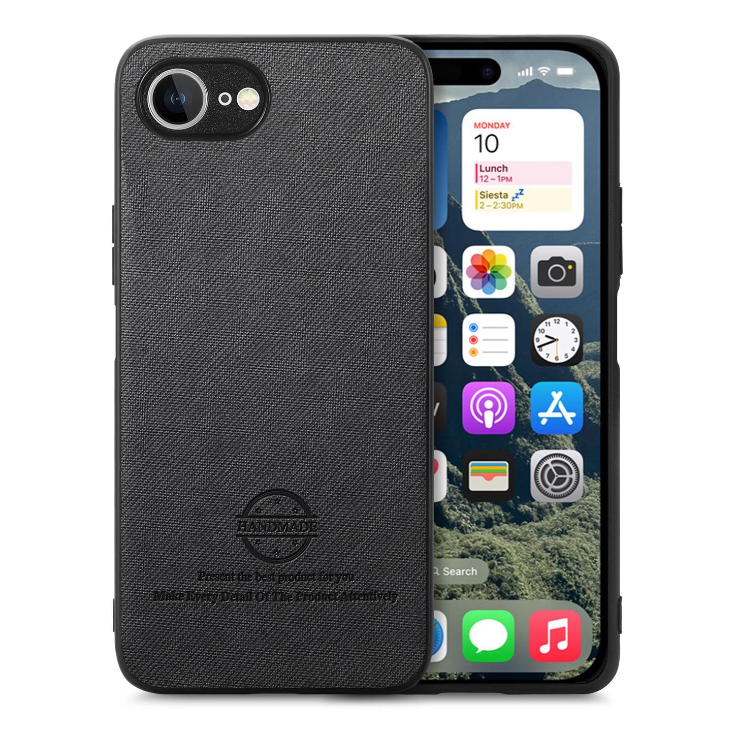 iPhone 16e Case - Vegan Leather and Twill Fabric Skin with Anti-Scratch and Drop Protection Back Phone Case