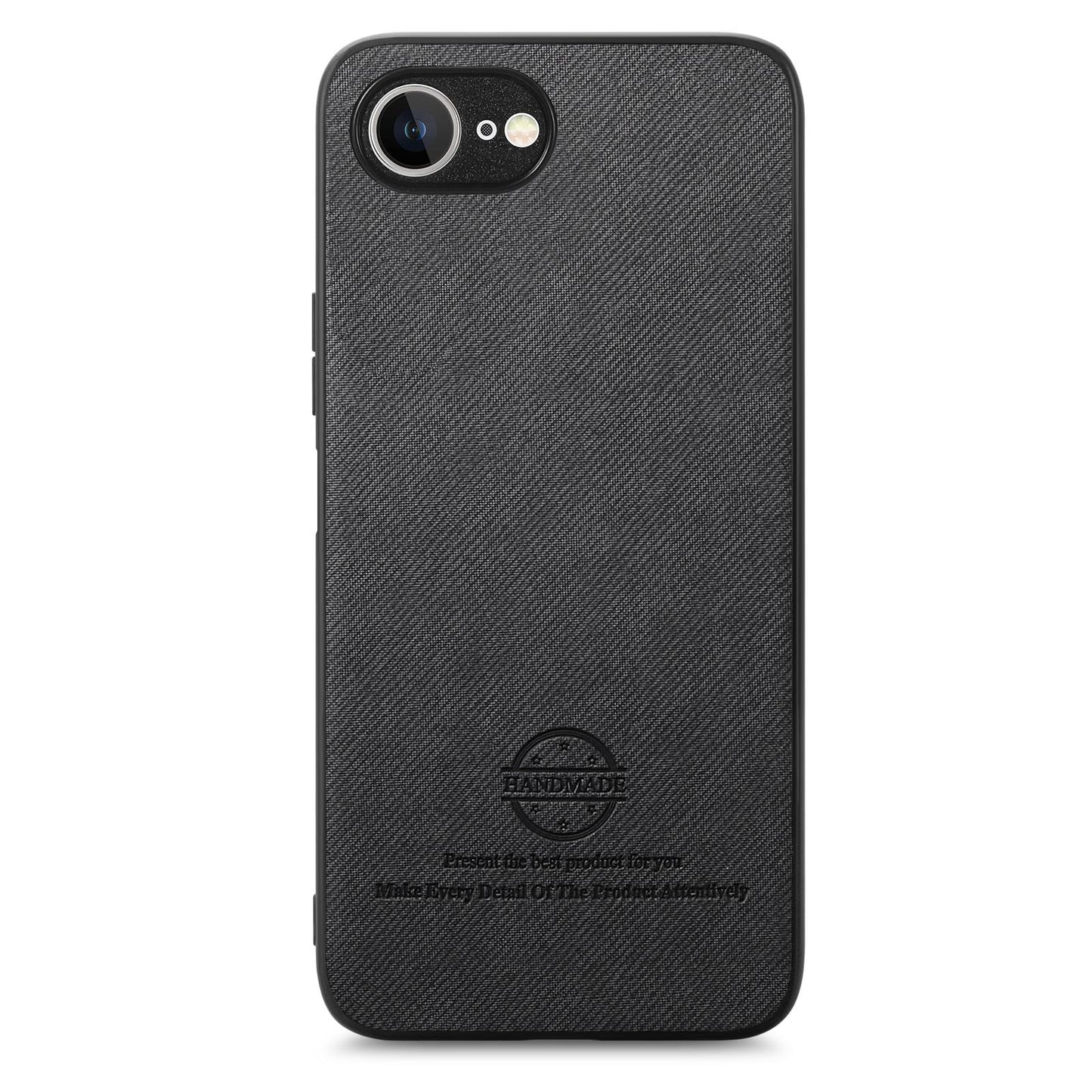 iPhone 16e Case - Vegan Leather and Twill Fabric Skin with Anti-Scratch and Drop Protection Back Phone Case