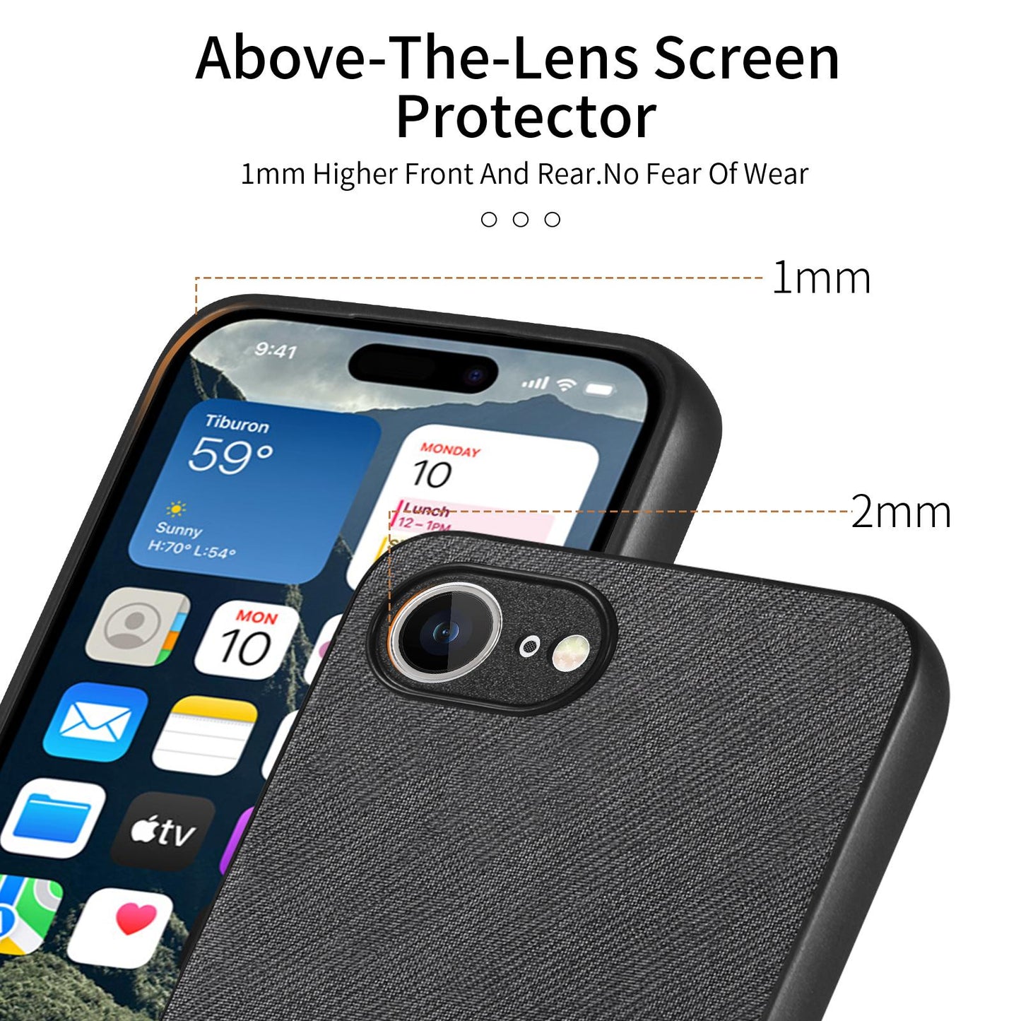 iPhone 16e Case - Vegan Leather and Twill Fabric Skin with Anti-Scratch and Drop Protection Back Phone Case