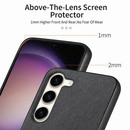 Samsung Galaxy S21 5G Case - Vegan Leather and Twill Fabric Skin with Anti-Scratch and Drop Protection Back Phone Case