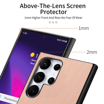 Samsung Galaxy S21 Ultra 5G Case - Vegan Leather and Twill Fabric Skin with Anti-Scratch and Drop Protection Back Phone Case
