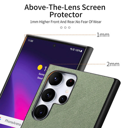 Samsung Galaxy S21 Ultra 5G Case - Vegan Leather and Twill Fabric Skin with Anti-Scratch and Drop Protection Back Phone Case