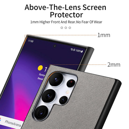 Samsung Galaxy S21 Ultra 5G Case - Vegan Leather and Twill Fabric Skin with Anti-Scratch and Drop Protection Back Phone Case