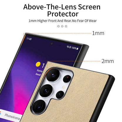 Samsung Galaxy S21 Ultra 5G Case - Vegan Leather and Twill Fabric Skin with Anti-Scratch and Drop Protection Back Phone Case