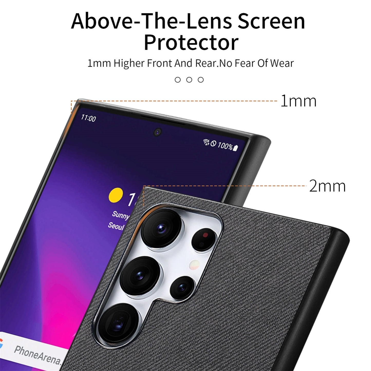 Samsung Galaxy S21 Ultra 5G Case - Vegan Leather and Twill Fabric Skin with Anti-Scratch and Drop Protection Back Phone Case