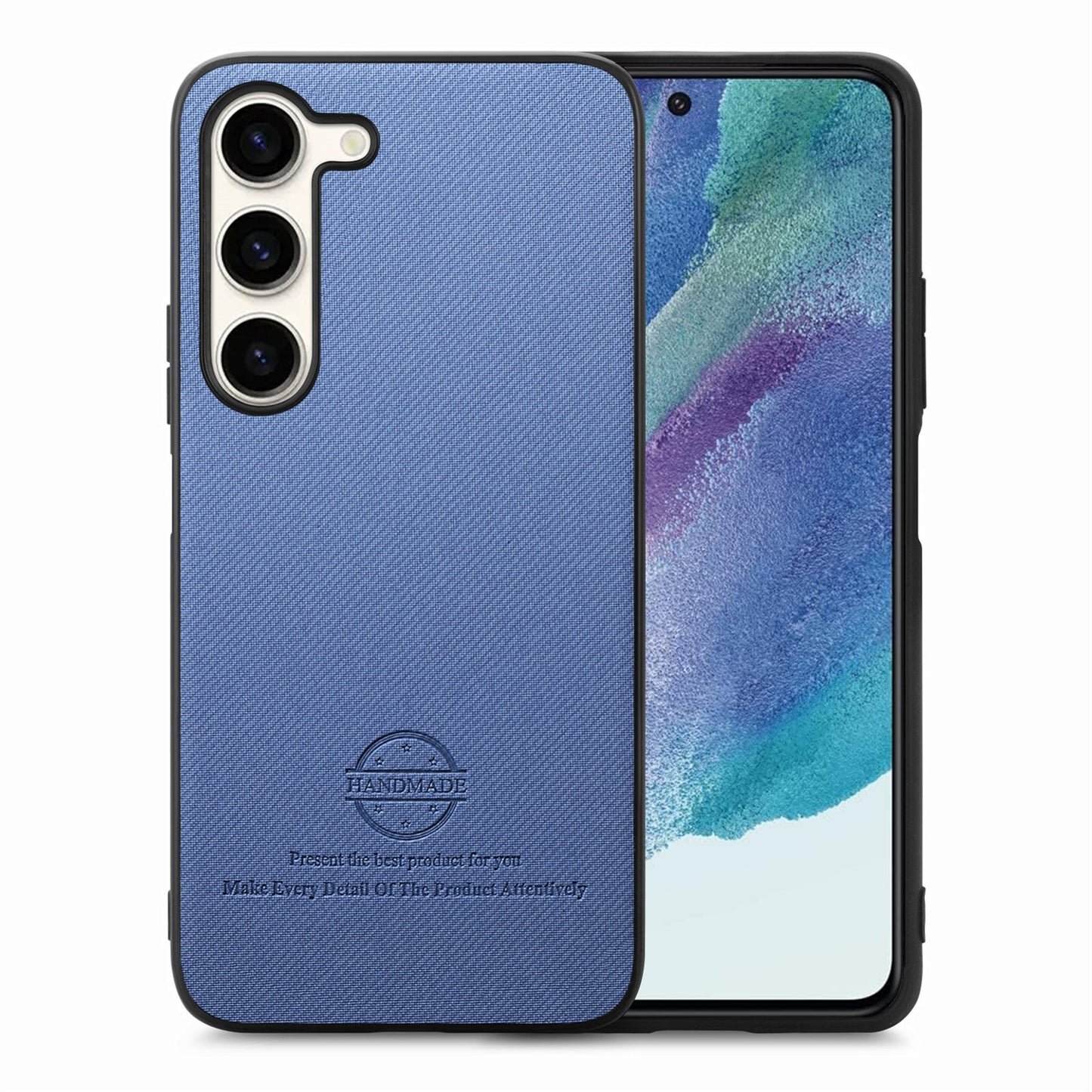 Samsung Galaxy S21 FE 5G Case - Vegan Leather and Twill Fabric Skin with Anti-Scratch and Drop Protection Back Phone Case