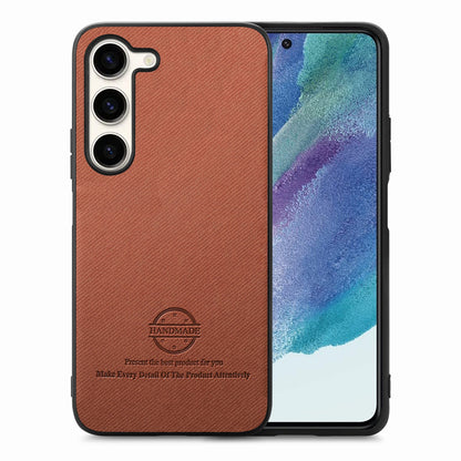 Samsung Galaxy S21 FE 5G Case - Vegan Leather and Twill Fabric Skin with Anti-Scratch and Drop Protection Back Phone Case