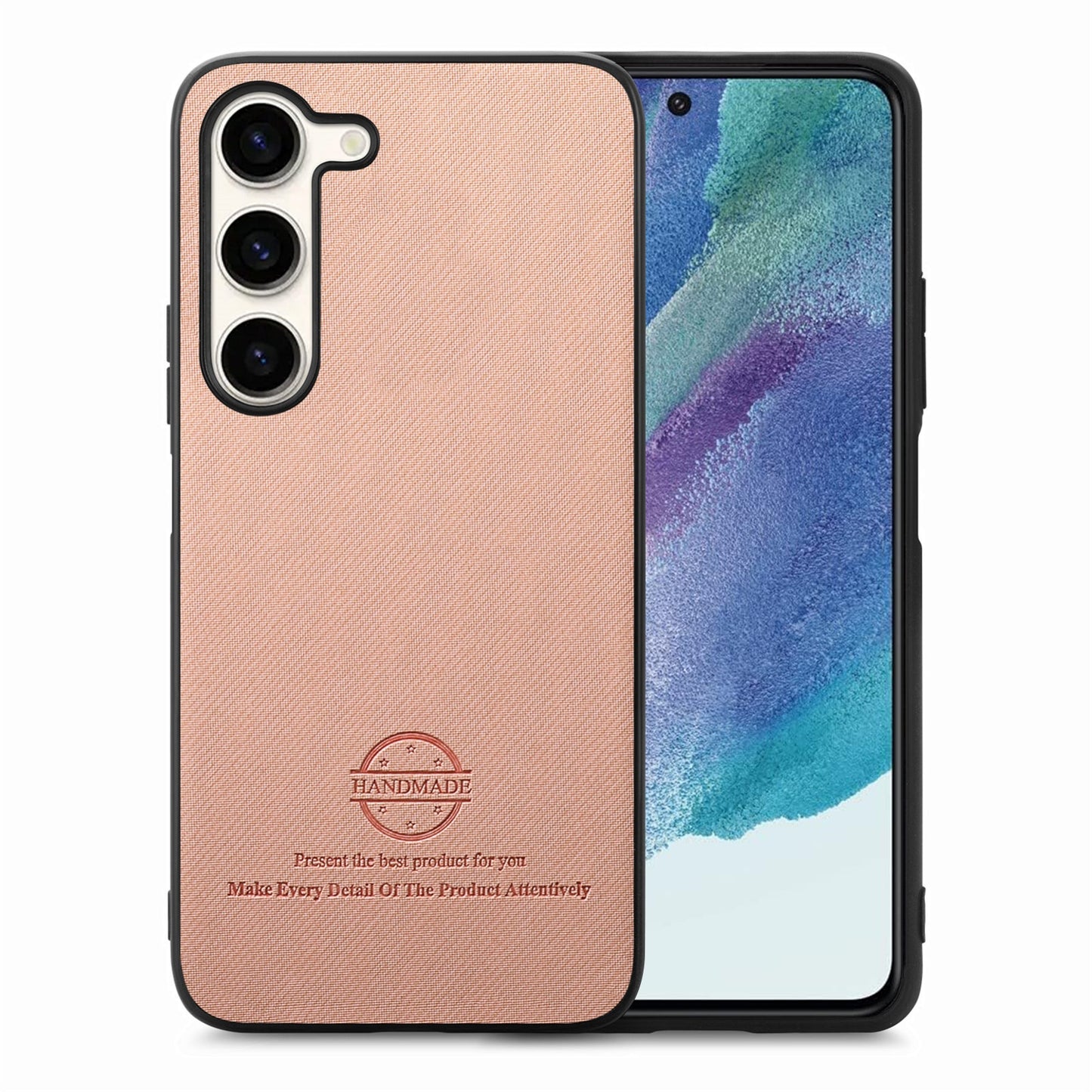 Samsung Galaxy S21 FE 5G Case - Vegan Leather and Twill Fabric Skin with Anti-Scratch and Drop Protection Back Phone Case