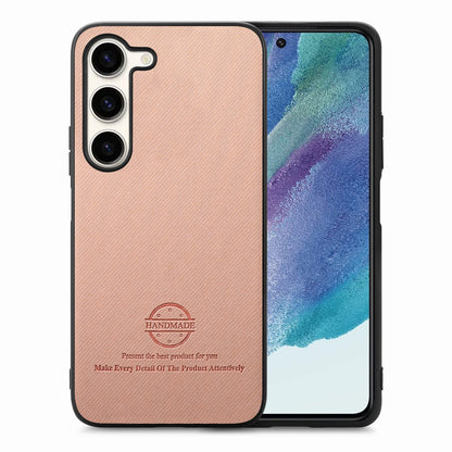 Samsung Galaxy S21 FE 5G Case - Vegan Leather and Twill Fabric Skin with Anti-Scratch and Drop Protection Back Phone Case