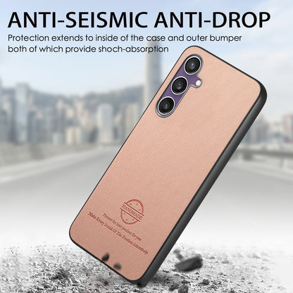 Samsung Galaxy S21 FE 5G Case - Vegan Leather and Twill Fabric Skin with Anti-Scratch and Drop Protection Back Phone Case