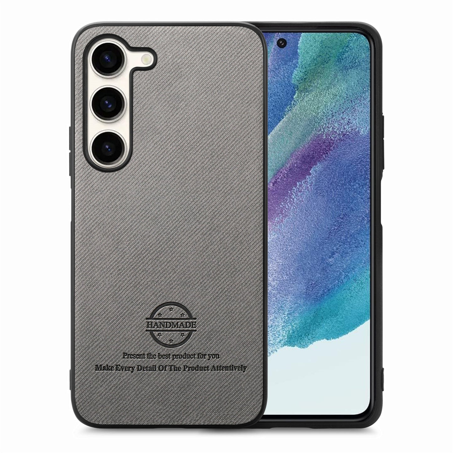 Samsung Galaxy S21 FE 5G Case - Vegan Leather and Twill Fabric Skin with Anti-Scratch and Drop Protection Back Phone Case