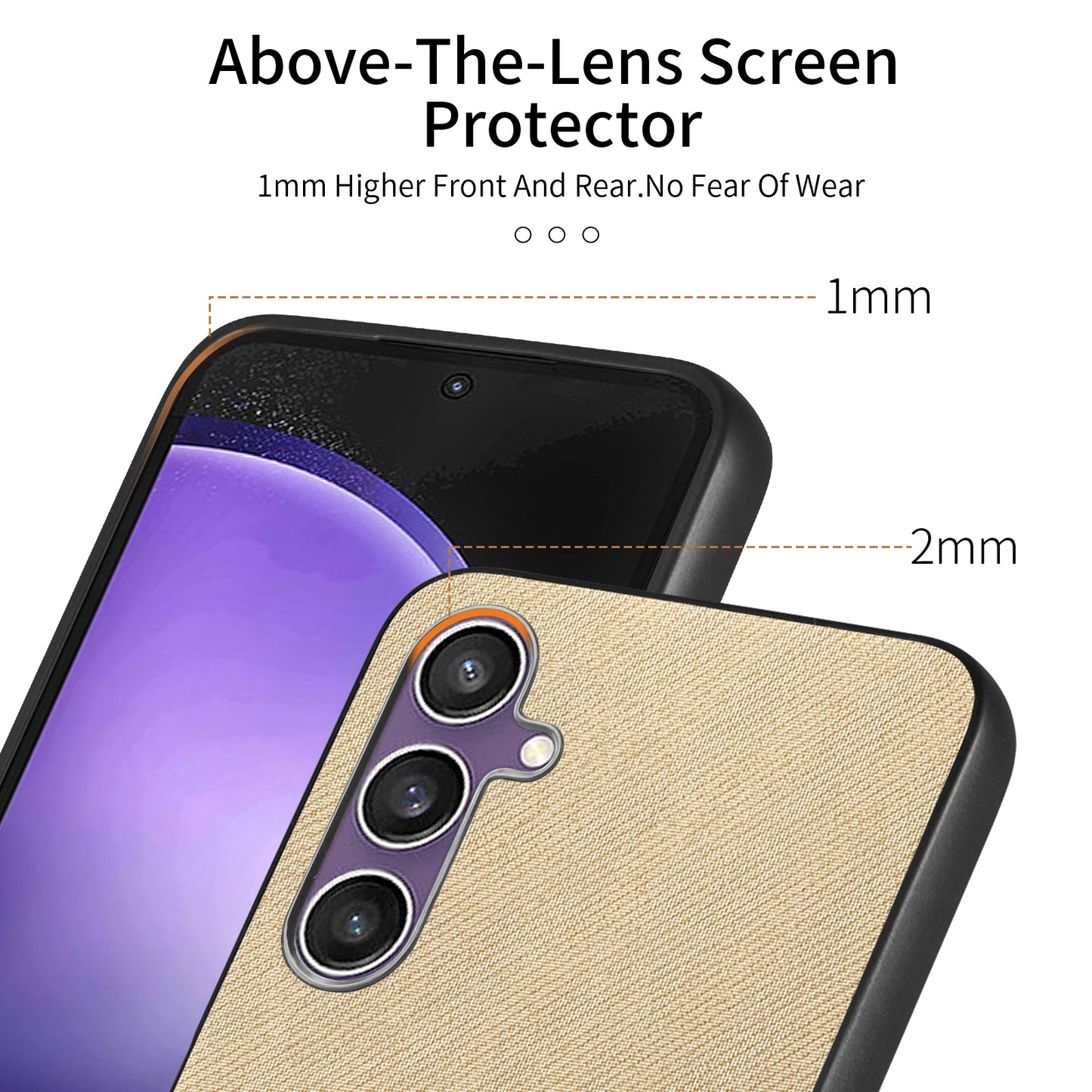 Samsung Galaxy S21 FE 5G Case - Vegan Leather and Twill Fabric Skin with Anti-Scratch and Drop Protection Back Phone Case