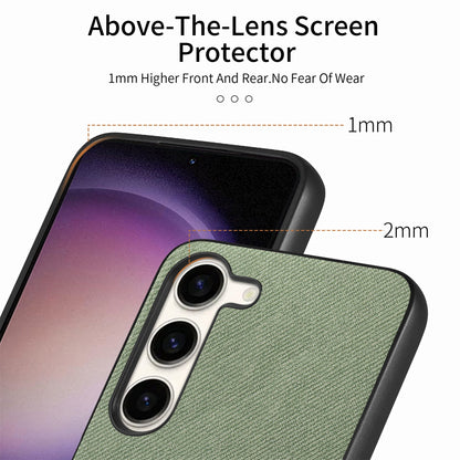 Samsung Galaxy S22 5G Case - Vegan Leather and Twill Fabric Skin with Anti-Scratch and Drop Protection Back Phone Case
