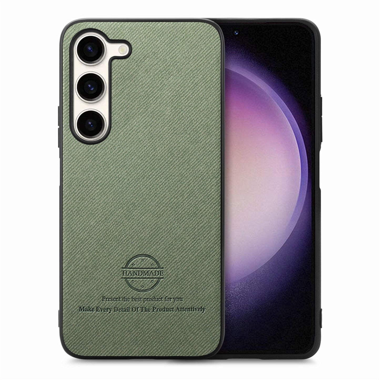 Samsung Galaxy S22+ 5G Case - Vegan Leather and Twill Fabric Skin with Anti-Scratch and Drop Protection Back Phone Case