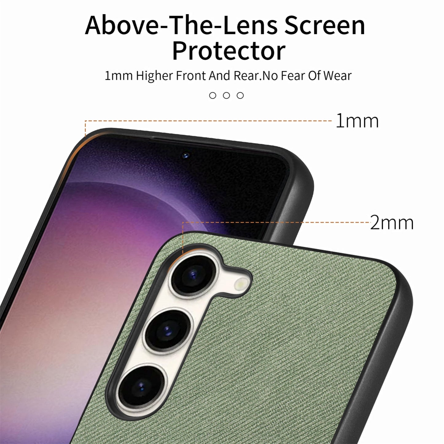 Samsung Galaxy S22+ 5G Case - Vegan Leather and Twill Fabric Skin with Anti-Scratch and Drop Protection Back Phone Case