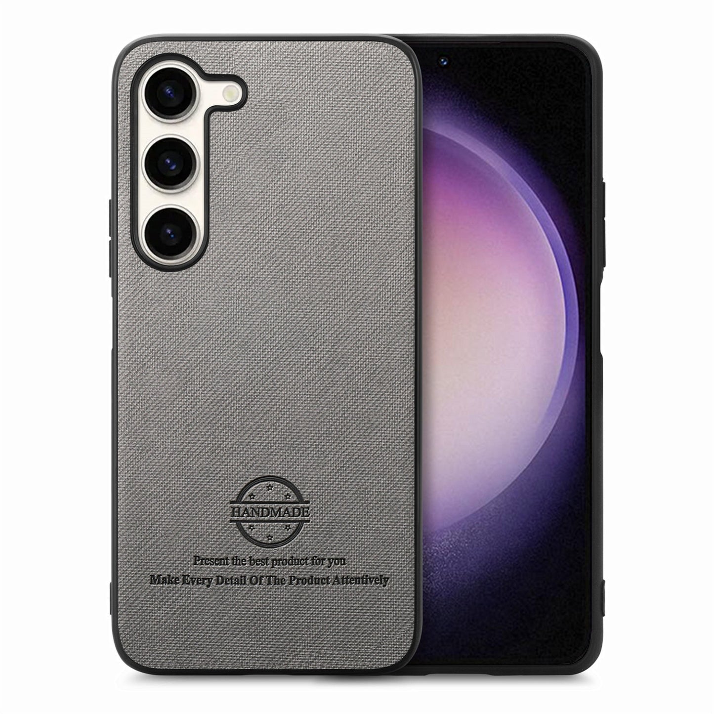 Samsung Galaxy S22+ 5G Case - Vegan Leather and Twill Fabric Skin with Anti-Scratch and Drop Protection Back Phone Case