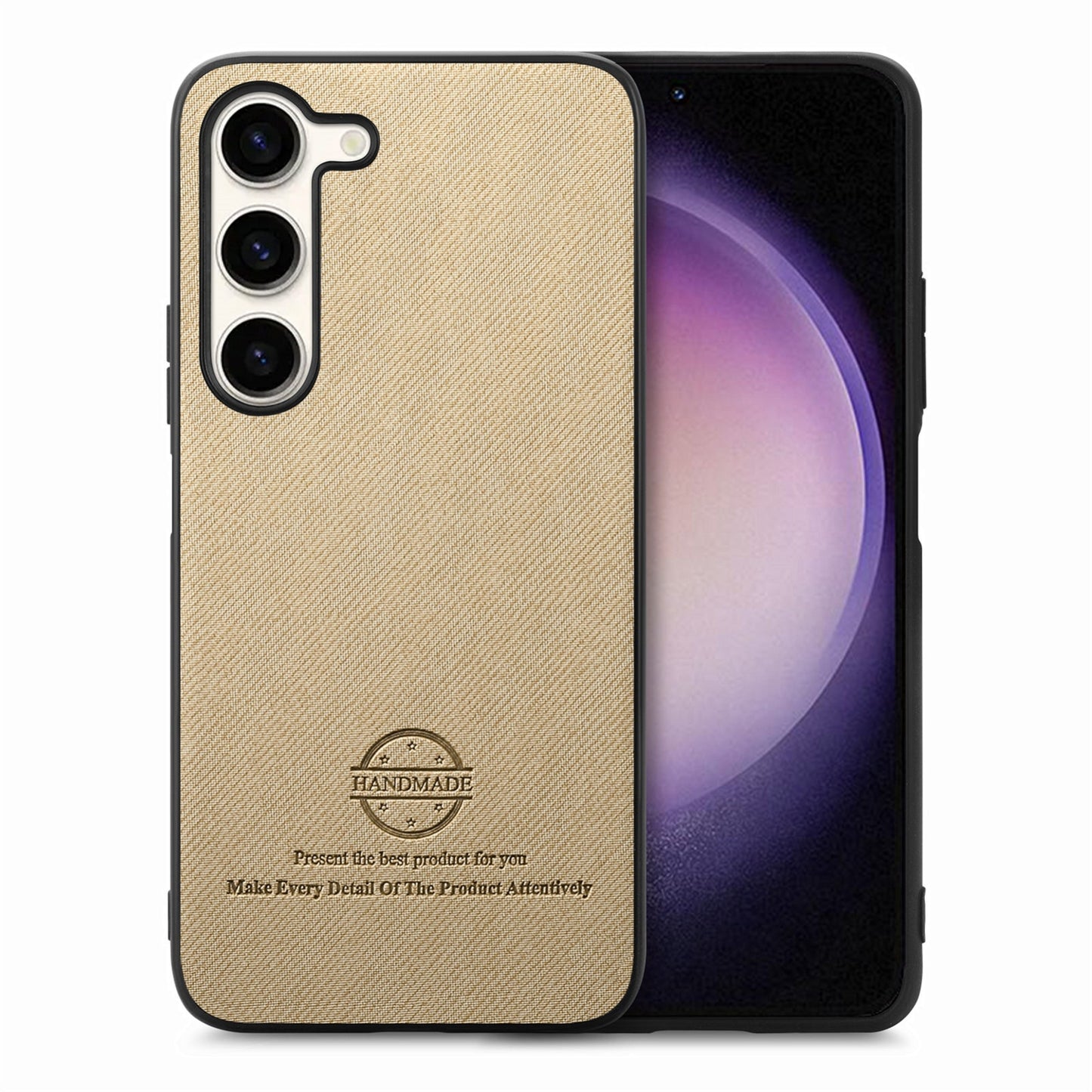 Samsung Galaxy S22+ 5G Case - Vegan Leather and Twill Fabric Skin with Anti-Scratch and Drop Protection Back Phone Case