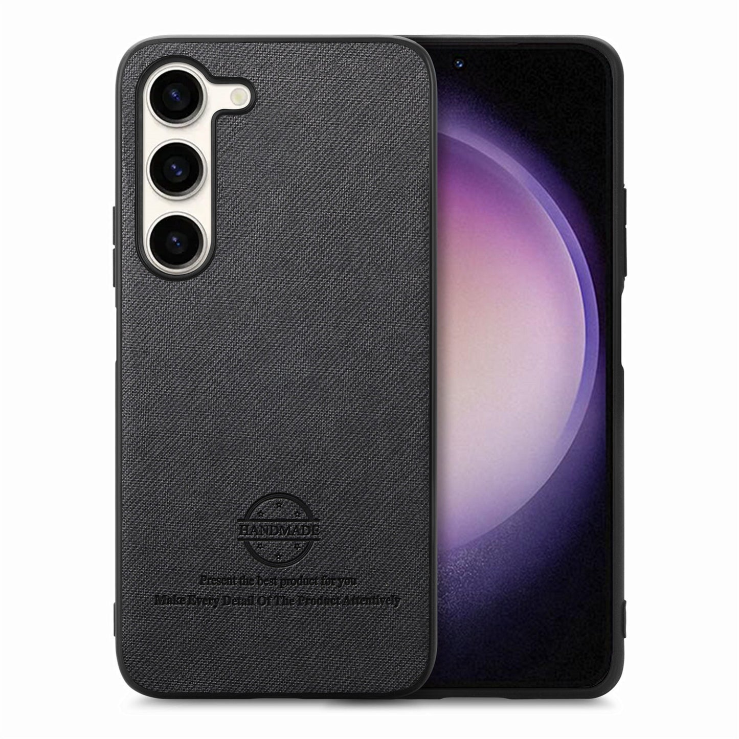 Samsung Galaxy S22+ 5G Case - Vegan Leather and Twill Fabric Skin with Anti-Scratch and Drop Protection Back Phone Case