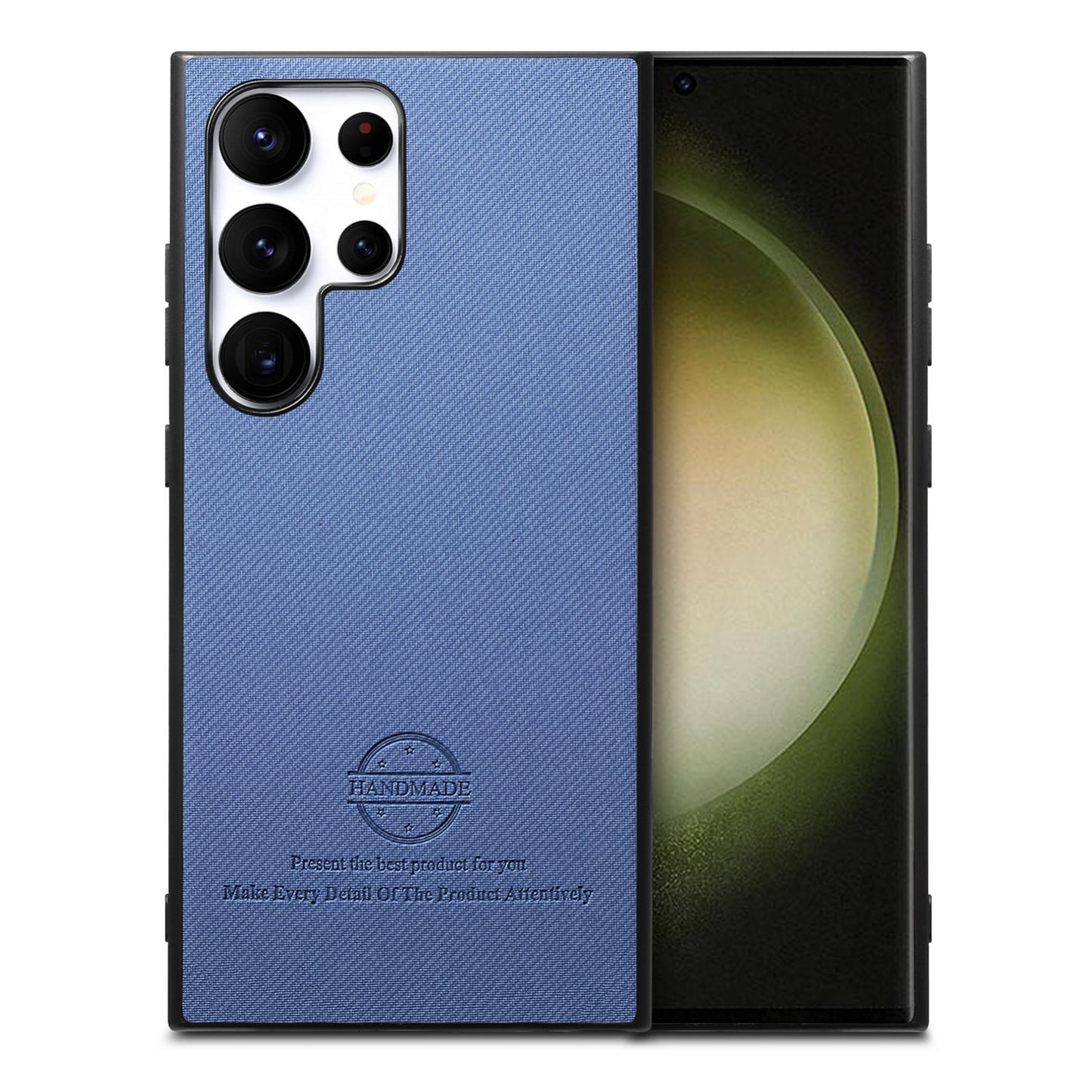 Samsung Galaxy S22 Ultra 5G Case - Vegan Leather and Twill Fabric Skin with Anti-Scratch and Drop Protection Back Phone Case